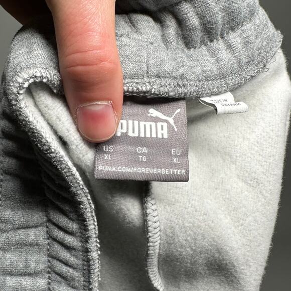 Puma Joggers Light Grey Cotton Sweatpants Subtle Logo Baggy Fit - Picture 4 of 4